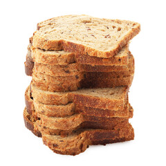 Stack of toast bread slices isolated on white