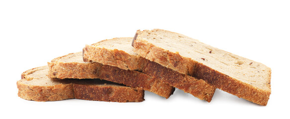 Slices of toast bread isolated on white