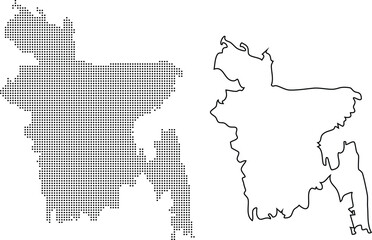 Obraz premium Bangladesh Map Dot Art and Outline country Asia