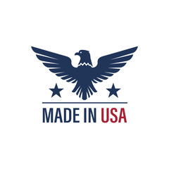 American eagle logo with stars and text reading made in usa