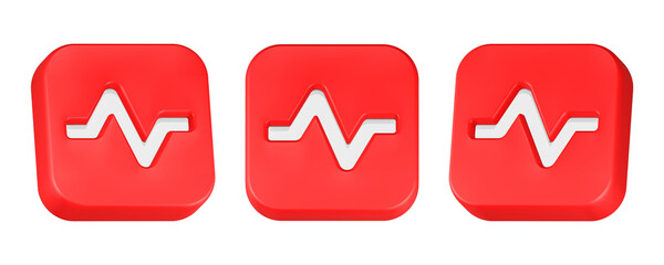 3d rendering icon metric red square button