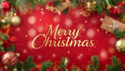 Festive Christmas Decorations With a Beautifully Lit Tree and Cheerful Greetings