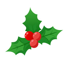 Holly Icon &ndash; Christmas Leaf and Berry Symbol