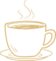 Teacup with Steam in Hand Drawn Style