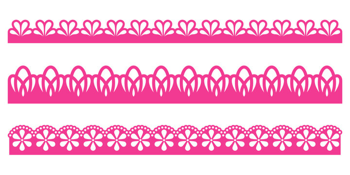 Lace scallop border edge frame pattern vector trim tape simple moves with light rhythm. This punch paper detail enriches the texture. A gentle trim for decorative projects.