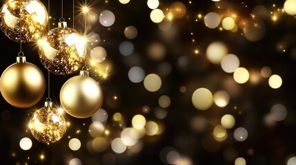 Glistening golden lights and bokeh create a festive atmosphere, perfect for a luxurious new year celebration backdrop
