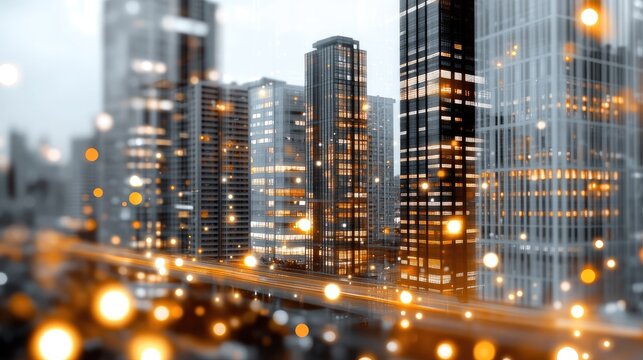 An abstract representation of a world map features a global network concept in a modern office setting during a festive season