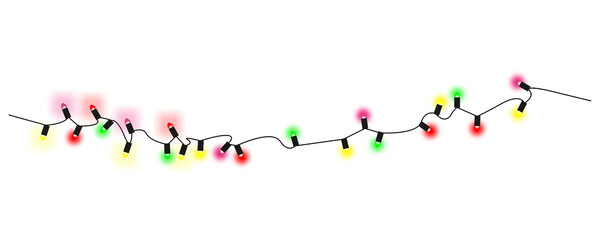 String garland with colorful light bulbs christmas lights decoration
