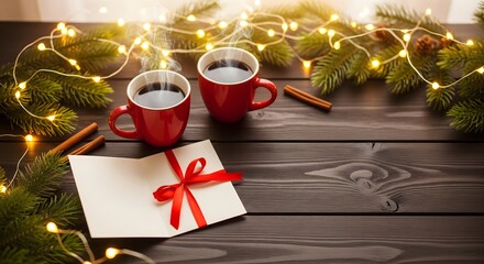 Share warm holiday cheer with steaming coffee and handwritten cards, creating cozy festive moments and heartfelt memories this season