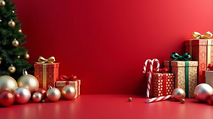 christmas gift box and christmas tree