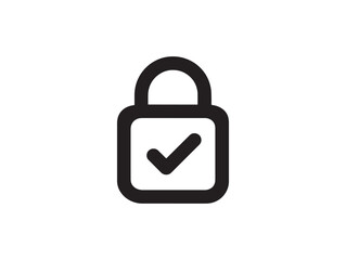 Obraz premium Minimalist Lock Icon Featuring Transparent Check Mark 2D Vector Line Art for Security Concept
