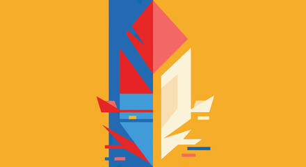 Abstract Geometric Composition with Contrasting Colors and Angular Shapes.