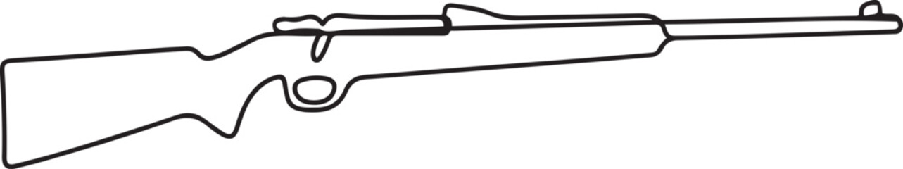 continuous line of rifle.one line drawing of rifle. single line vector illustration of firearm. line art of rifle for hunting. one line Icon drawing