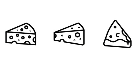 cheese outline or line icon design bundle.