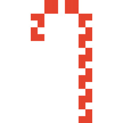 Candy Cane Icon. Illustration of 8 Bit Game Winter Object. Mosaics, Embroidery and Drawing. Merry Christmas. Sweets 