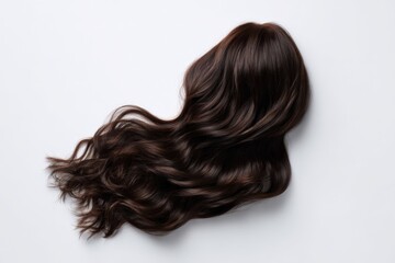 Fototapeta premium Wavy dark brown hairpiece on gray background