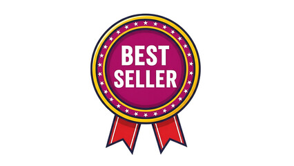 Transparent background best seller badge or seal with ribbon isolated on transparent background