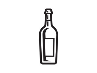 Modern Minimal Wine Bottle Icon in 2D Line Art Style for Web Mobile Apps