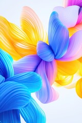 Colorful abstract background with multicolored waves in shape of flowers on white background, vibrant artistic design concept.