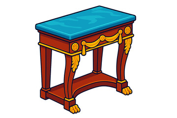 Antique Empire Furniture. Isometric vector illustration set Antique furniture – Empire console table, gilded ormolu mount,