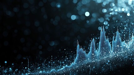 Candlestick graph highlights stock market movements against a dark blue backdrop, representing trading strategies and financial growth