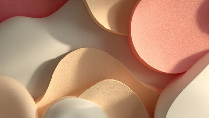 Abstract pastel shapes with soft shadows creating a gentle and calming visual experience overall look