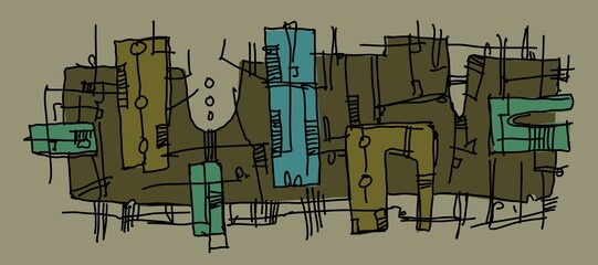 Abstract image for printing. Picture for modern interiors. The picture is painted by hand on a tablet. © neurostructure