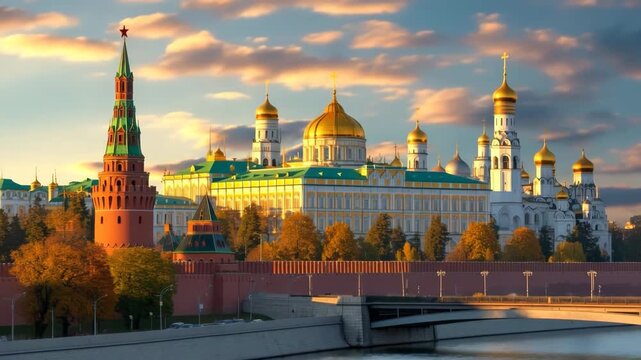 Kremlin palace architecture in light sky 