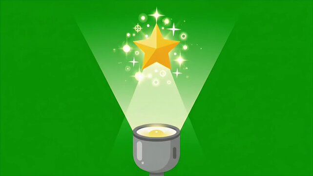Animated Spotlight Revealing Shining Gold Star Award.