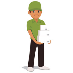 Parcel delivery man cartoon © Vexels