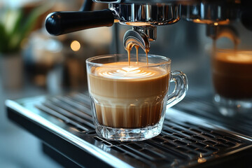 Coffee machine brewing a cup of coffee.