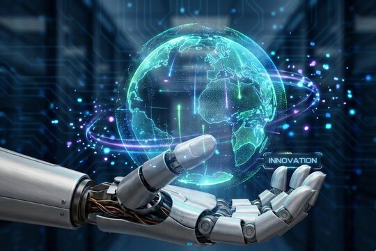 Robotic Hand Holding Earth