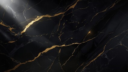 Dark marble slab with dramatic gold streaks and depth