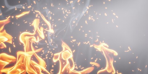 Soft flowing flames rise gently with shimmering light along their edges. The transparent background enhances the warm colors and smooth shape transitions, creating a realistic burning effect.