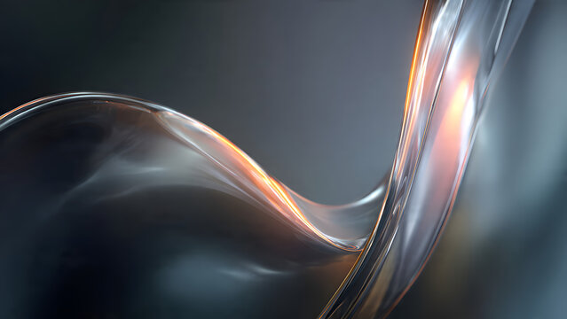 Abstract flowing form with light reflections creating a dynamic and fluid visual experience art piece