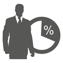 Businessman in front pie icon