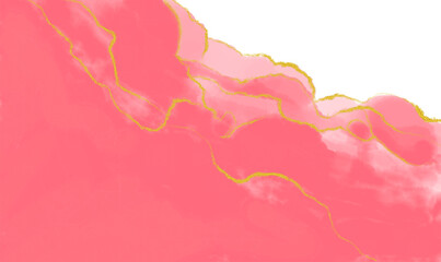 Pink abstract background with gold glitter veins and black accents