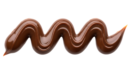 Zigzag of Dark Chocolate Swirl Isolated on Transparent Background