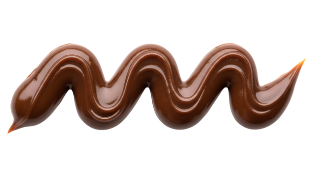 Zigzag of Dark Chocolate Swirl Isolated on Transparent Background