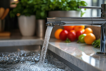 A faucet dripping water.