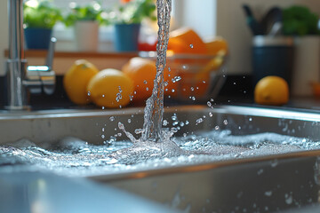 Water running down a sink.