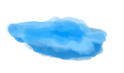 Abstract blue watercolor cloud shape, artistic and light, isolated