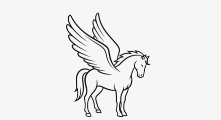 Elegant Pegasus Illustration - A Mythical Creature in Flight.