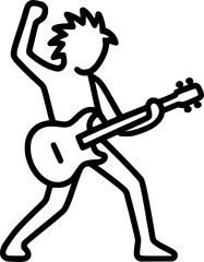 Rockstar Vibe: Silhouette Performing on Guitar from Stool sign, symbol, vector, art