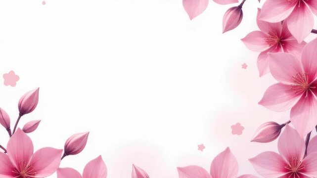 Video A decorative pink flower border on a plain white background