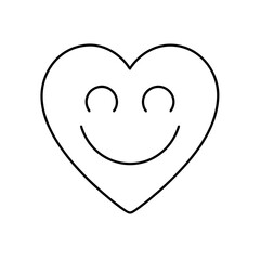 Outline of heart shaped smiley face on white on transparent background silhouette