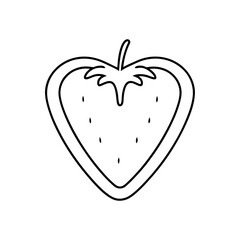 Outline of a strawberry in a heart shape design on transparent background silhouette