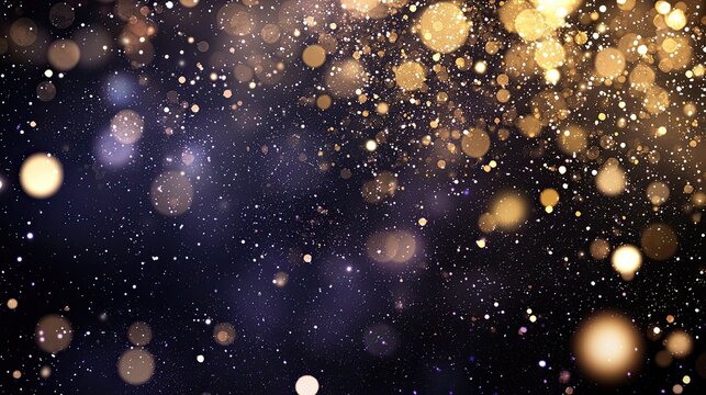Shimmering golden particles fill the air, creating a captivating and enchanting backdrop perfect for a celebration or event