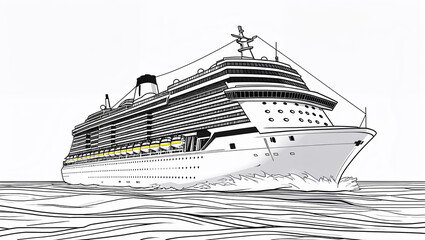 Obraz premium Cruise Ship for Kids Coloring Page