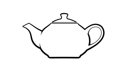Elegant White Teapot Illustration with Classic Design and Smooth Lines.